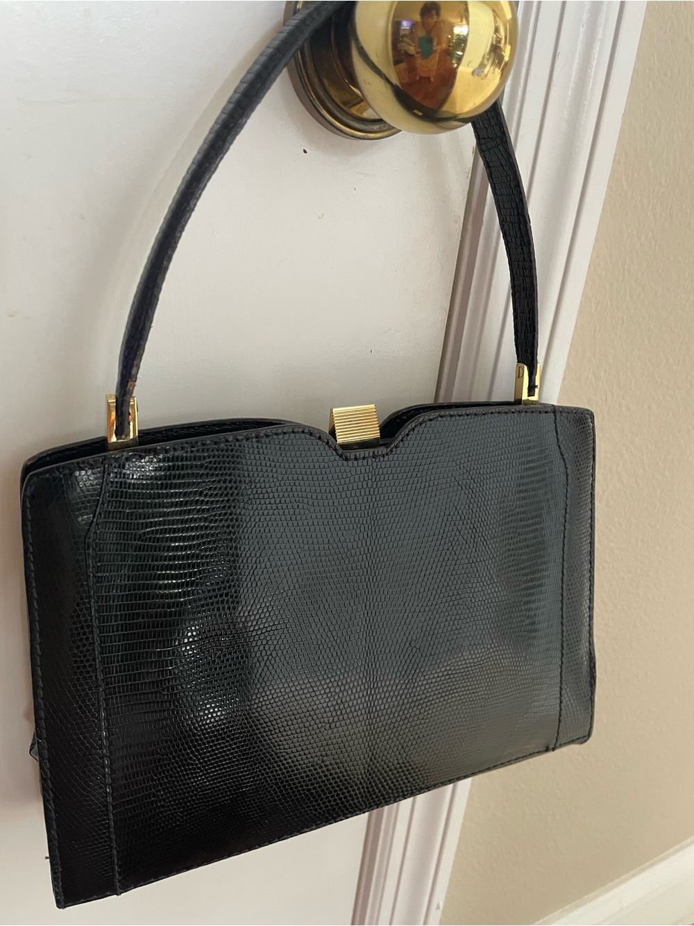 Classic Black Textured Top-Handle Women's Bag